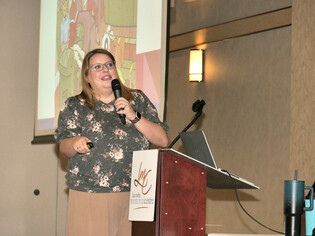Danielle Hamelink, Educational Consultant for the Blind and Visually Impaired, leads a presentation on cerebral visual impairment (CVI), offering strategies and insight for classroom teachers during a Wolf Creek Public Schools-hosted session on March 18 i