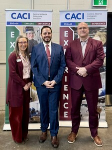 Alberta Education Minister Demetrios Nicolaides met with Wolf Creek Public Schools Board Chair Luci Henry and Superintendent Tim De Ruyck during the ribbon-cutting celebration at Olds College on April 2, 2025.