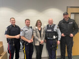 Wolf Creek Public Schools’ School Resource Officer Program Team consists of Constable Michelle Wilzer, Lacombe Police Service; Constable Jeff Hewitt, Blackfalds RCMP; Barb Reaney, Director of Safe & Caring Schools, WCPS; Constable Lenny Wells, Ponoka RCMP